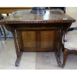 An ash Davenport style writing desk with fitted drawers, and raised brass gallery, W71cm