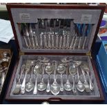 A 60 piece silver plated bead-edge canteen of cutlery for 8 people, in fitted box