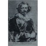 An 18th century monochrome engraving, portrait of Lucas Vorstermans 1, half length, framed