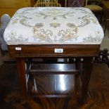 A Victorian rosewood rise and fall upholstered piano stool, W45cm