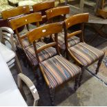 A set of 6 19th century mahogany dining chairs, with bar-backs, drop-in seats, on turned legs