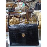 A crocodile skin lady's handbag, length 13"