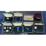 6 sets of hand painted jewellery by Good Intentions Ltd (Wales), a silver Albert, cufflinks,