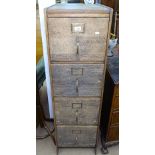 A 1920s oak 4-drawer filing cabinet, W50cm