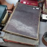 A large French ledger, height 21.5", and a scrapbook with some contents