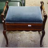 An Edwardian mahogany and satinwood-banded piano stool