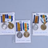 A pair of First World war medals to 53600 Pte W G Green, MGC, 11376 Pte A Burrett, East Surrey
