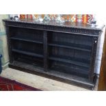A Victorian carved oak double-open bookcase, W184cm