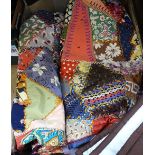 A Vintage handmade patchwork quilt, and a smaller hand quilted panel