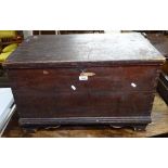 A small Victorian stained pine blanket chest, W74cm