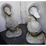 2 concrete Jemima Puddle Duck garden figures, H40cm