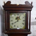 An 18th century 30-hour longcase clock, with an 11" square painted dial marked Exeter, oak-cased,