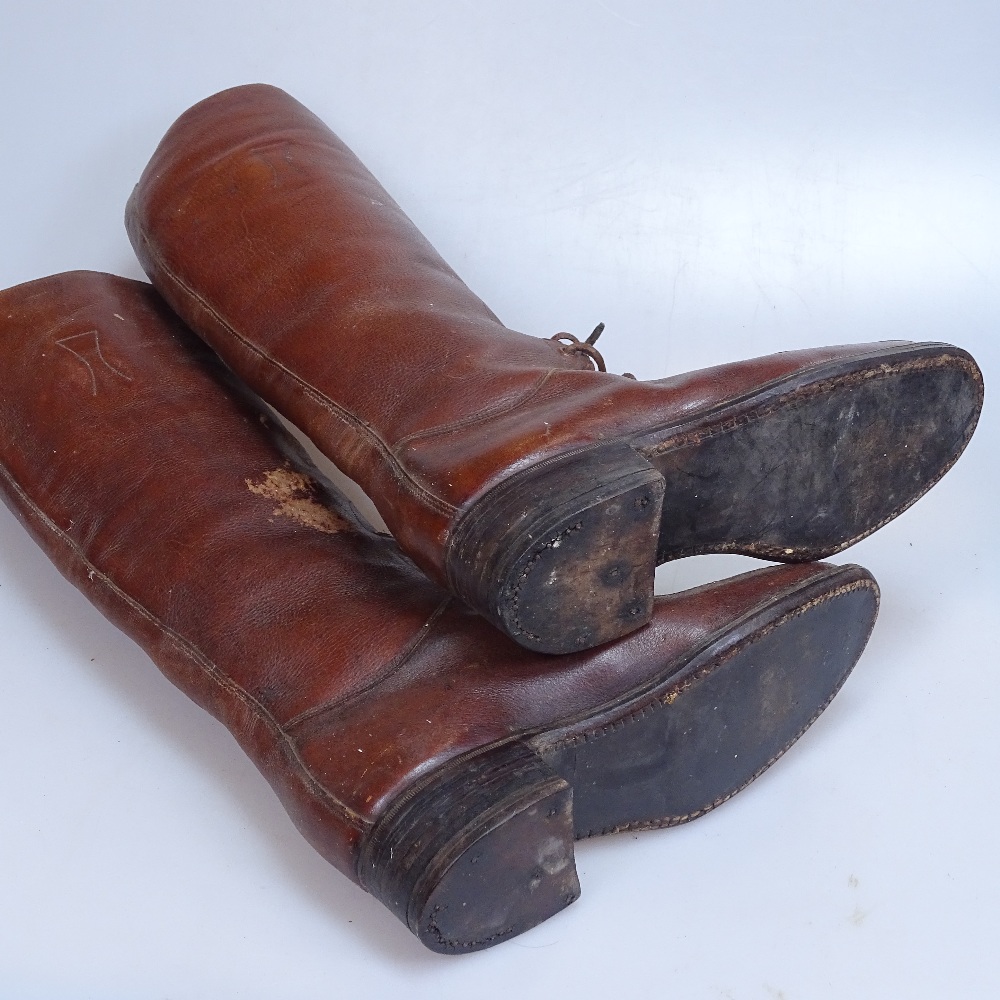 A pair of lady's Veldt early 20th century leather riding boots, and a pair of leather gloves - Image 2 of 3