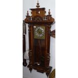 A Victorian walnut-cased Vienna regulator wall clock, with 2-train movement, L123cm