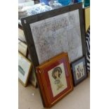 A large coloured map of Stoke-on-Trent, framed, together with 3 other pictures (4)