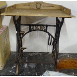An Adler wrought-iron based tray-top table, W70cm