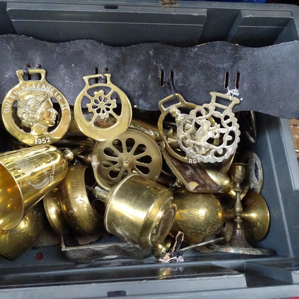3 boxes of brass ornaments, goblets etc - Image 2 of 2