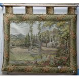 A modern tapestry wall hanging and rail