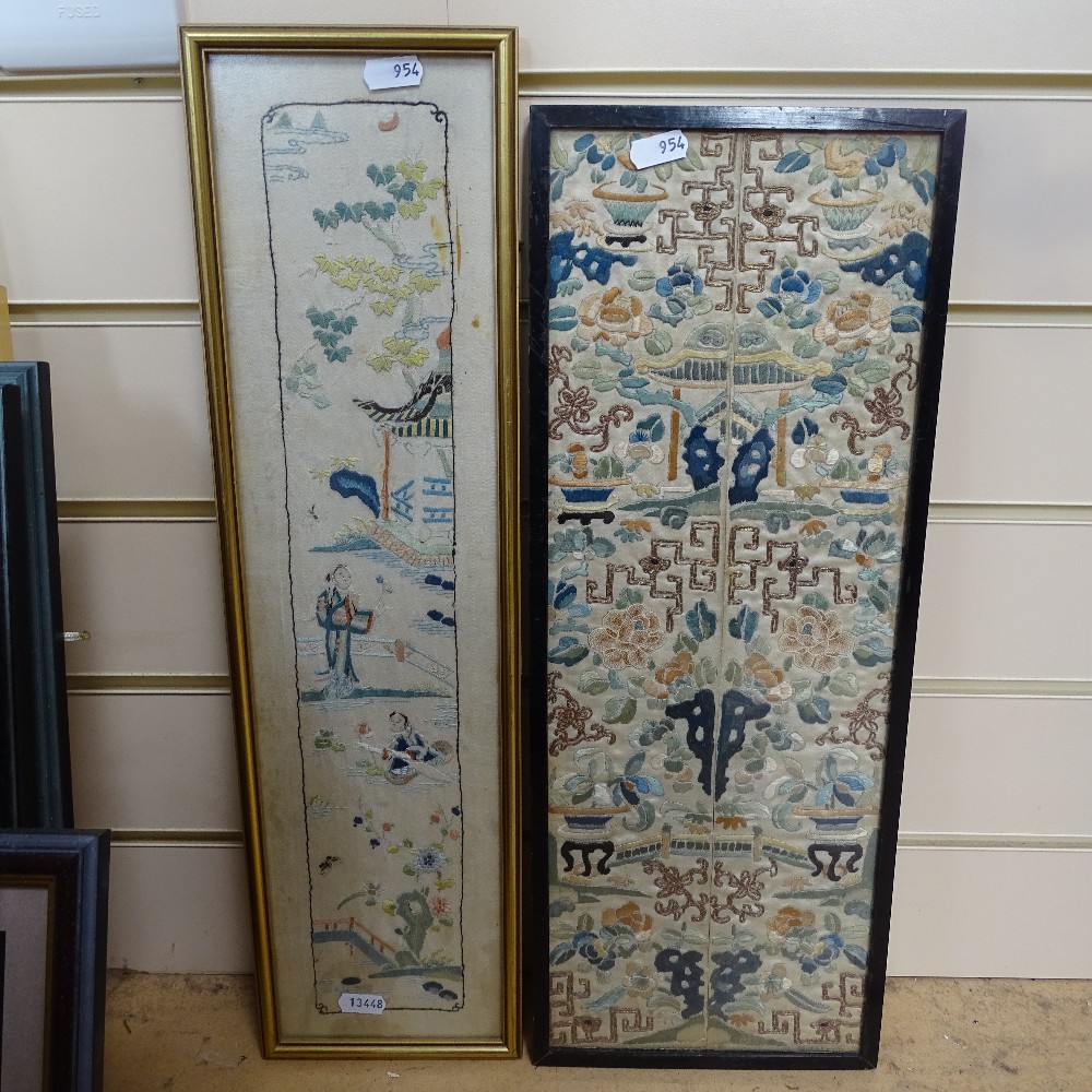 Various Oriental embroideries, framed (8) - Image 9 of 9