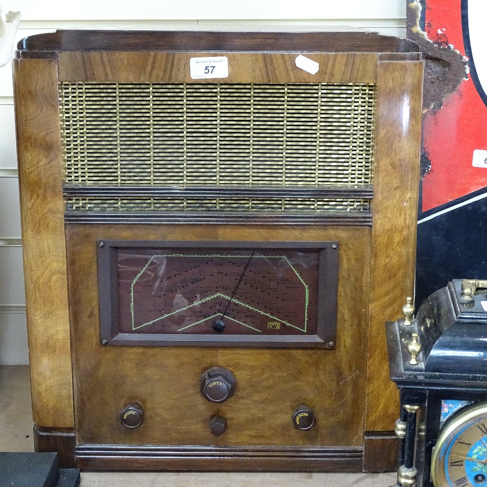 A HMV radio 494, 1937, working, h 19.25"