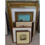 A collection of oils, etchings and prints, including horse portrait (11)