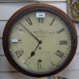 A mahogany-cased wall clock by Smith, 14" across