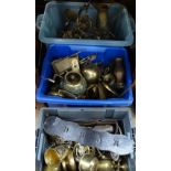 3 boxes of brass ornaments, goblets etc