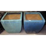 2 turquoise glazed garden planters, H50cm