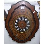 A French walnut and marquetry decorated comtoise wall clock, with 2-train movement, W48cm