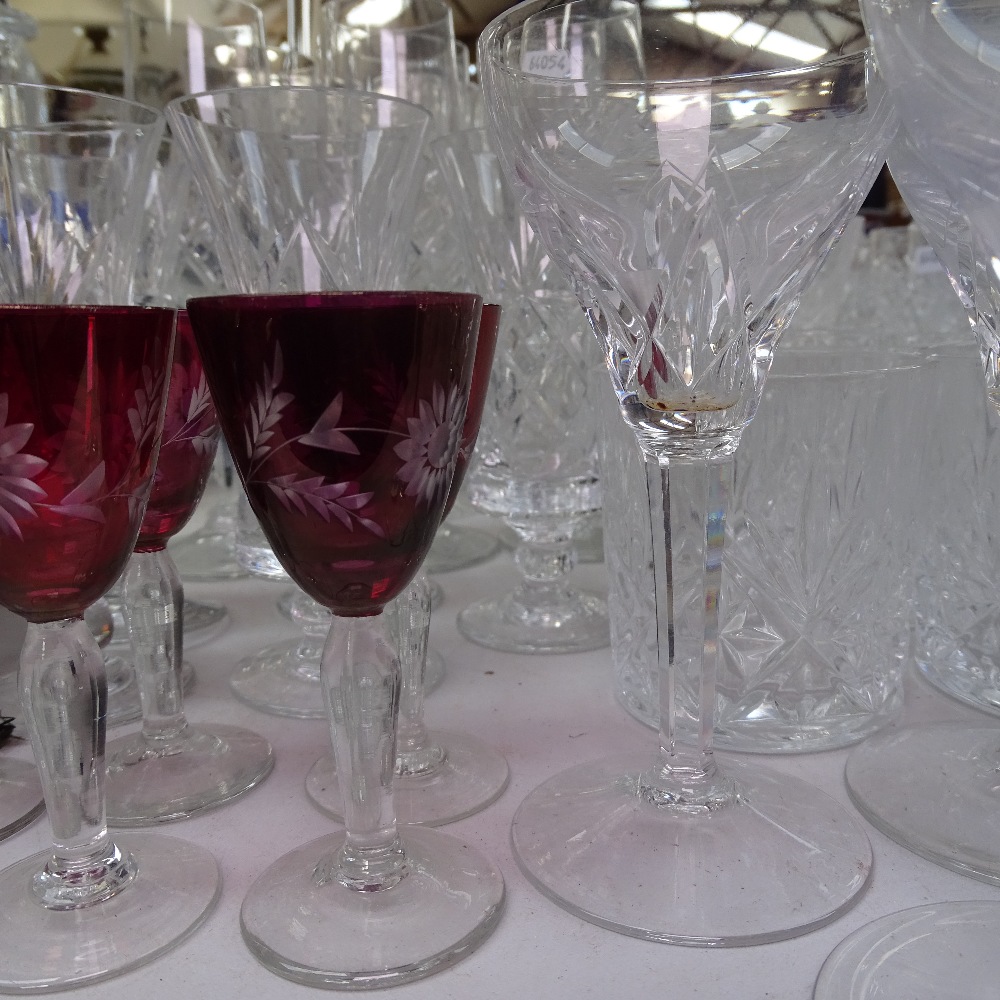 6 crystal Champagne flutes, drinking glasses, a jug, a bell etc - Image 2 of 2