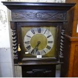 An oak-cased Grandmother clock with 2-train movement, H168cm