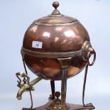 A copper and brass samovar, height 17.5"
