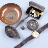 Cufflinks, wristwatch, ladle etc