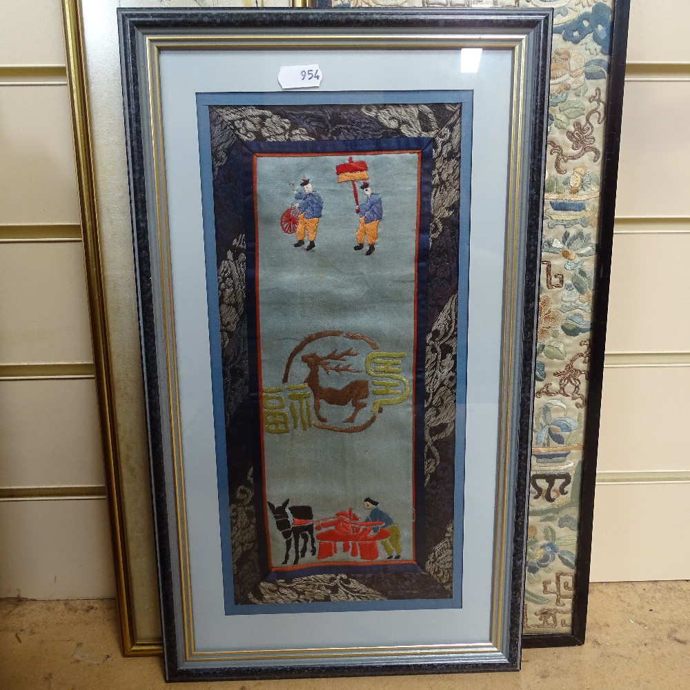 Various Oriental embroideries, framed (8) - Image 8 of 9