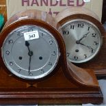 A 2-train mantel clock, and an oak-cased clock