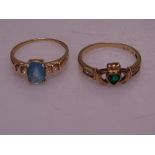 A 14ct stone set ring, and a 9ct gold stone set ring