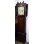 An 18th century 8-day longcase clock, having a 14" square enamel dial and 2 further subsidiary