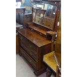 A late Victorian walnut dressing chest, on bracket feet, W115cm