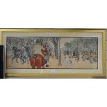 W Pencil, watercolour, motor cars carriages and horse riders in the Hyde Park London, signed, 12"