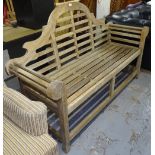 A Lutyens Design teak garden bench, L165cm