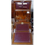 An Victorian table-top stationery cabinet, with fitted interior, fold down writing slope,