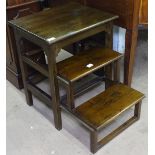 Stained hardwood library steps/side table, W50cm, H60cm
