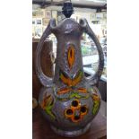 A large West German rough glaze pottery table lamp, height excluding fitting 50cm