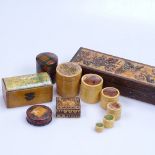 Tartanware boxes, Tunbridge Ware boxes etc