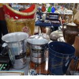 A painted and gilded stick stand, and 3 ice buckets