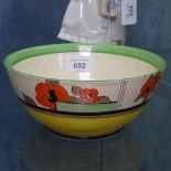 A Clarice Cliff Bizarre bowl with stylised floral design, 17.5cm across