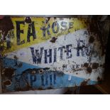 A French road sign, and a Tea Rose enamel sign, length 50cm