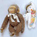 A Merrythought monkey, 32cm, and a Golden Bear snowman