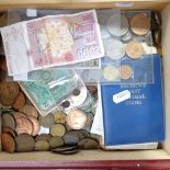 Foreign and British coins, bank notes etc