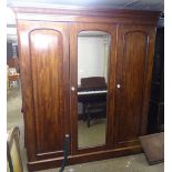 A Victorian mahogany 3-door compactum wardrobe, W200cm, H209cm